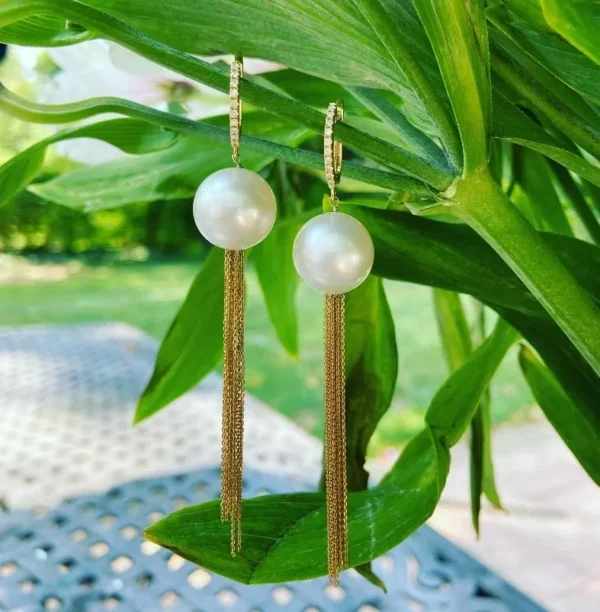 A pair of earrings hanging on top of a tree.